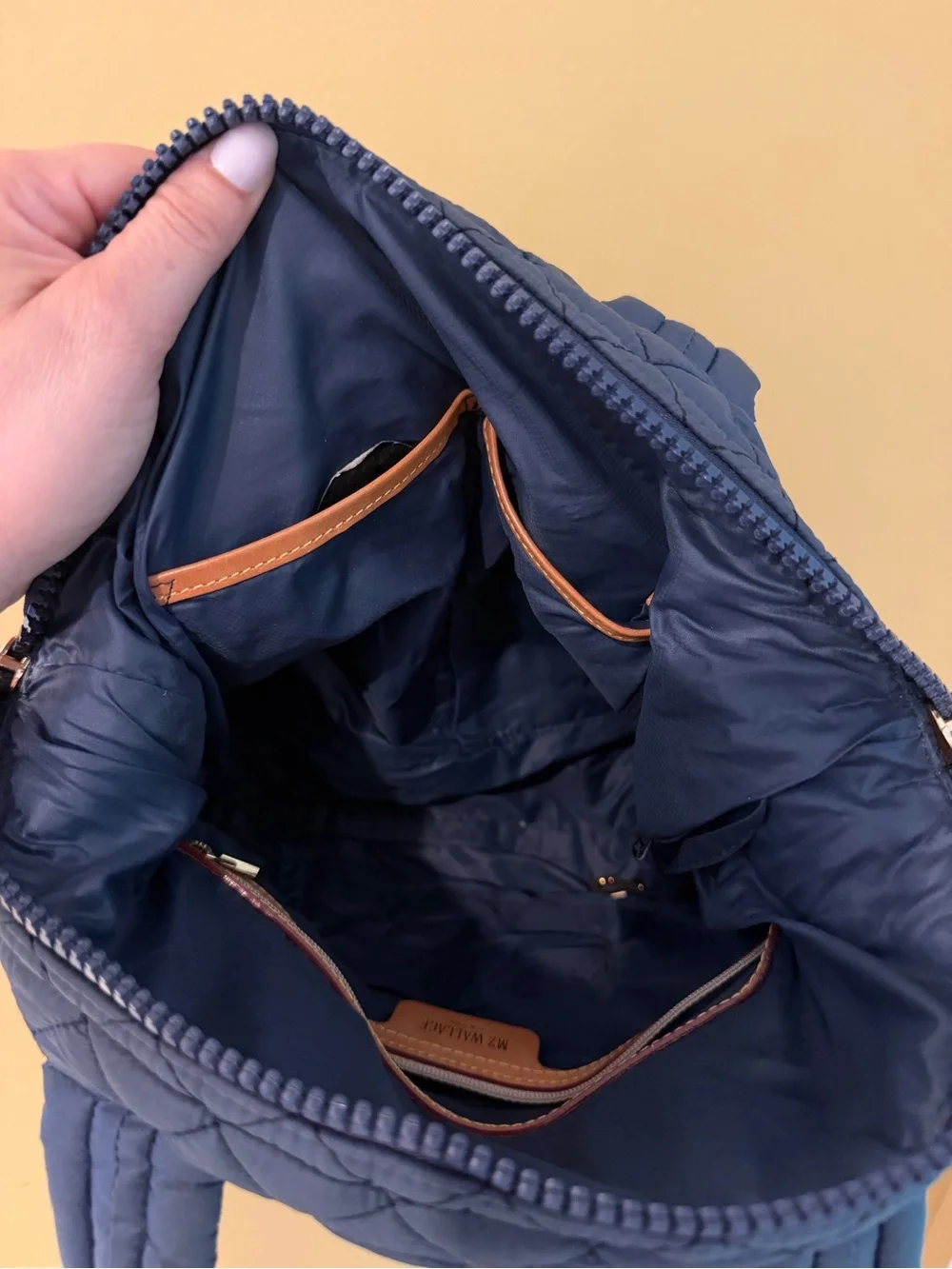 MZ Wallace Quilted Navy and Black Satchel